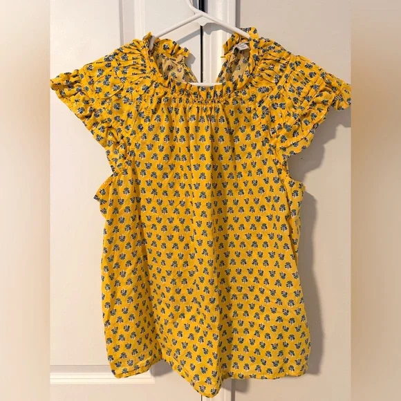 J. Crew Yellow and Blue Floral Blouse - Picture 1 of 4